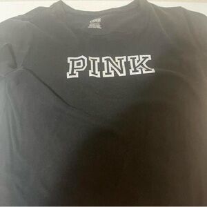 PINK Victoria's Secret Black Tee with White Lettering